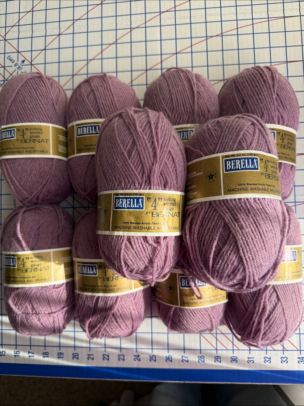 Lot of 10 Vintage Bernat Berella Worsted Yarn Marsh Heather #8952 100% Acrylic